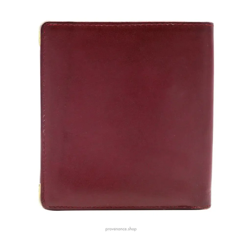 🔴 Cartier Bifold Wallet - Burgundy Calfskin Leather